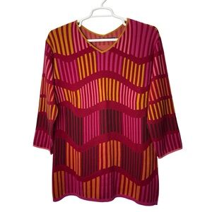 Gudrun Sjoden Womens Knit Tunic Size M Organic Cotton Red Orange Sweater Dress